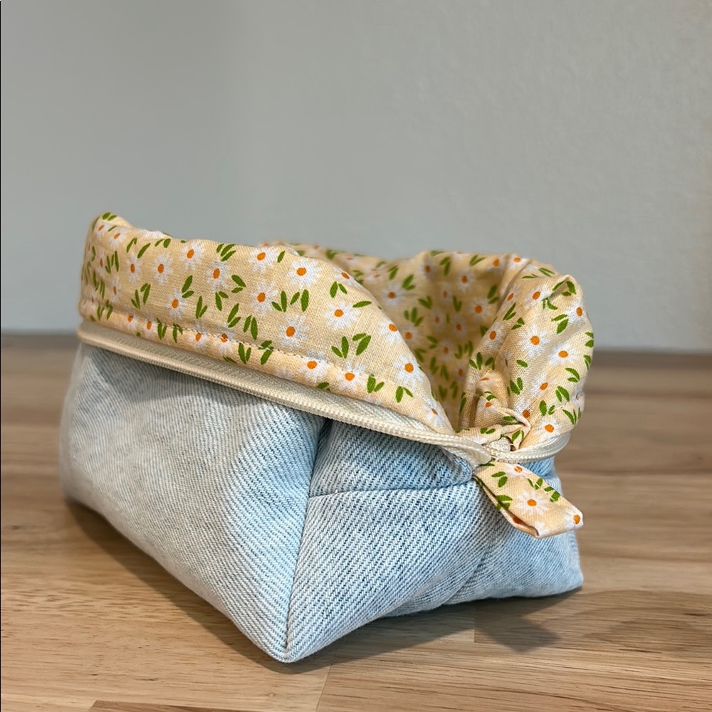 Floral Lined Denim Basket